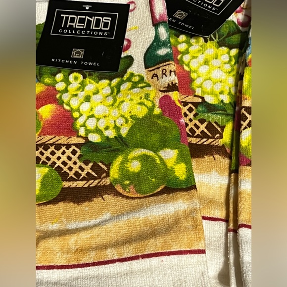 New 4 Pcs Trends Collection Fruit Basket & Wine Design Kitchen Towels -Blemish - Picture 11 of 11